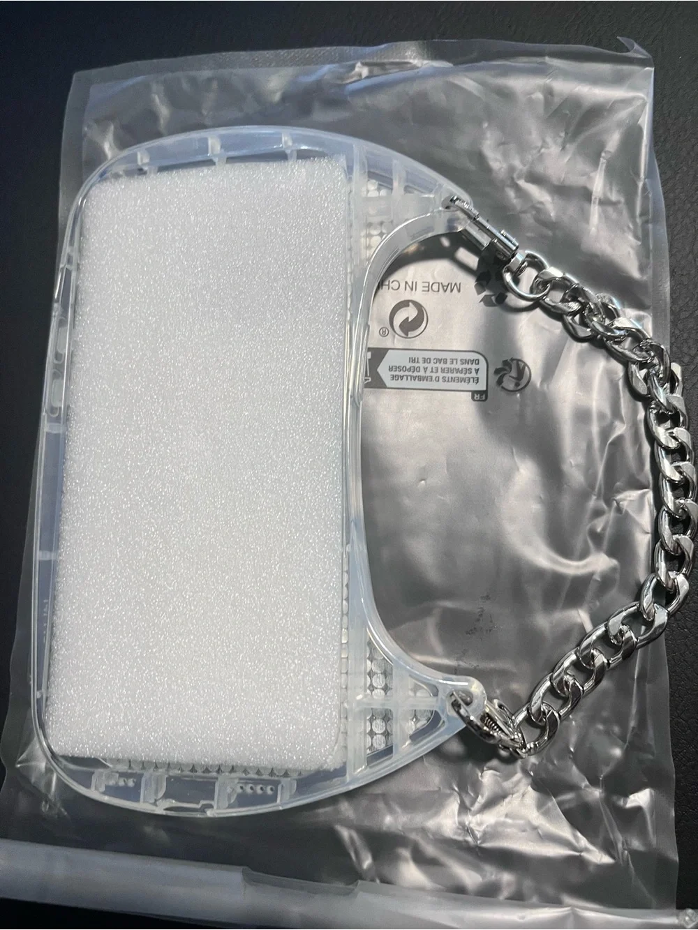 Silver Rhinestone Chain-Handle Phone Case - Brand Unspecified